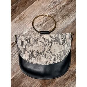 ABLE Fozi Slim Satchel Leather Snake print purse